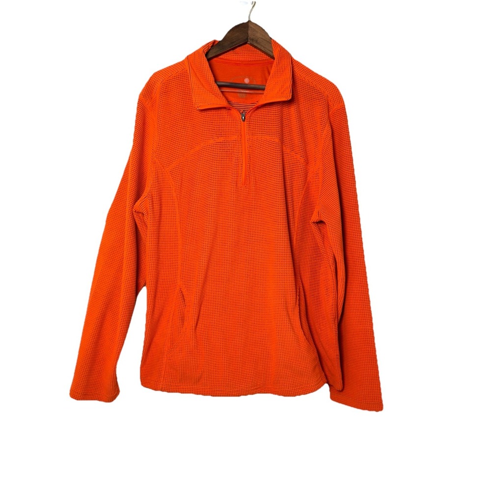 Tangerine Quarter Zip Pullover Womens XXL Orange‎ Textured Waffle Knit